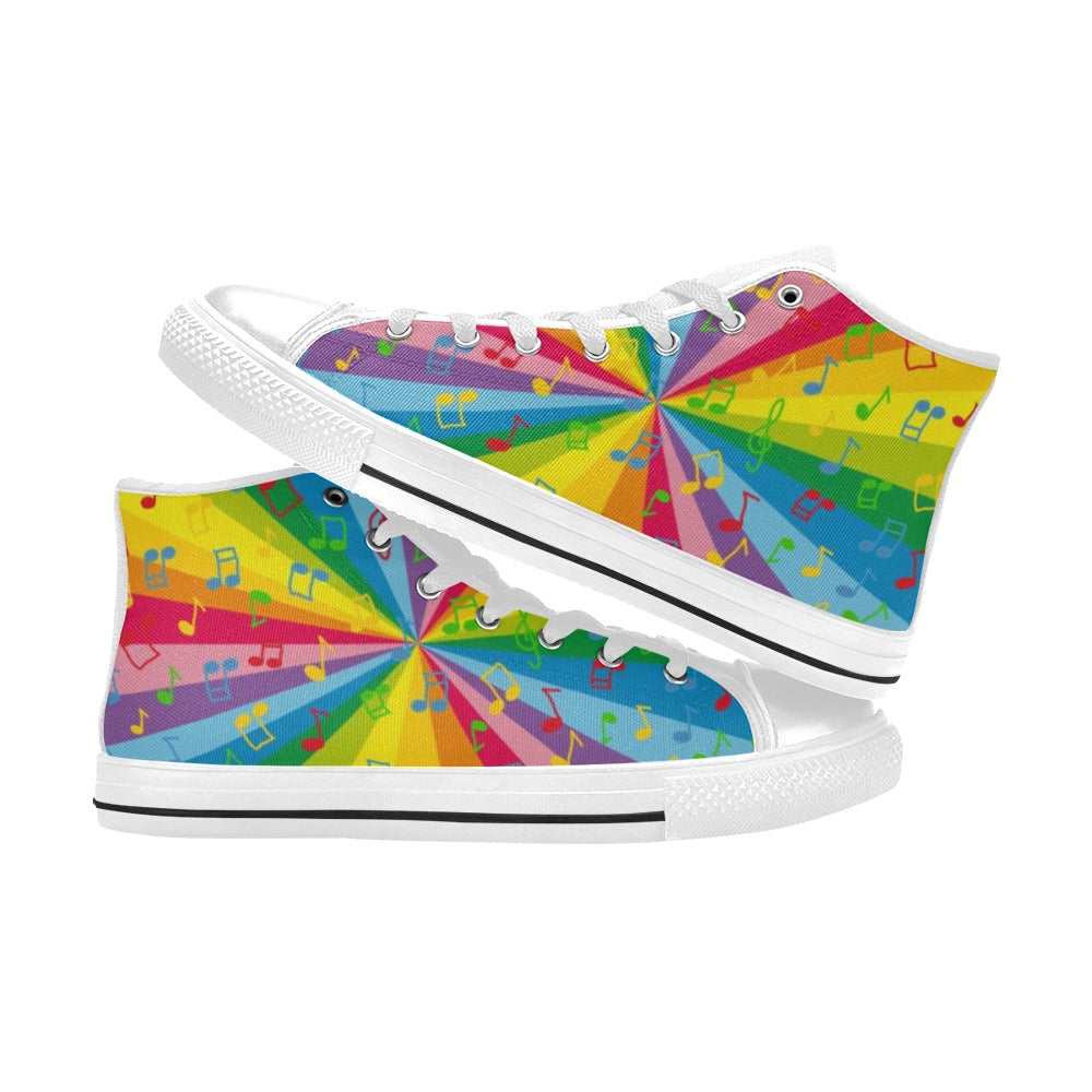 Rainbow Music - Women's High Top Canvas Shoes