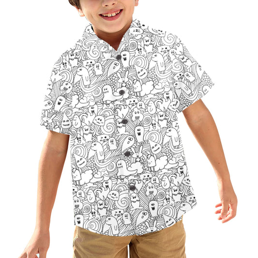 Black And White Creatures - Junior Boys Hawaiian Shirt