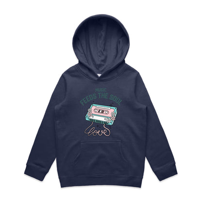 Music Feeds The Soul - Youth Supply Hood Midnight Blue Kids Hoodie Music