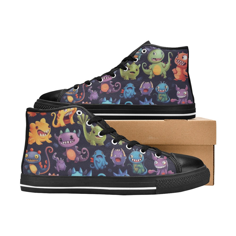 Monster Mania - Women's High Top Canvas Shoes