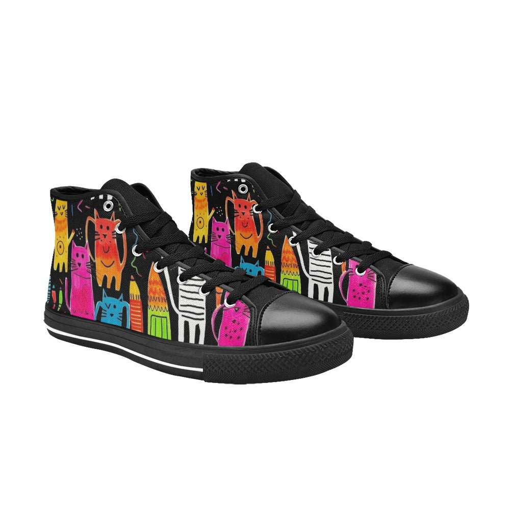 Colourful Cats - Men's High Top Canvas Shoes