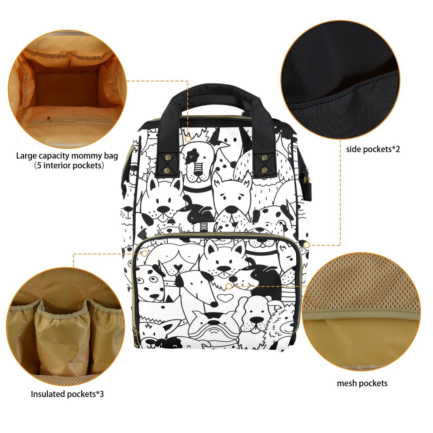 Black And White Dogs - Multifunction Backpack