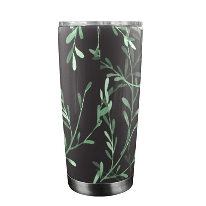 Delicate Leaves - 20oz Travel Mug with Clear Lid Clear Lid Travel Mug Plants Printed Offshore