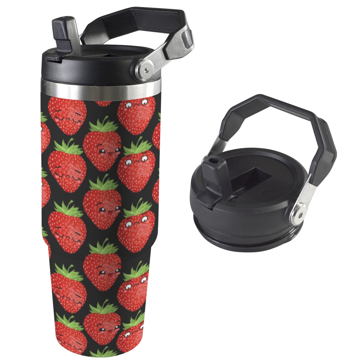 Strawberry Characters - 30oz Tumbler with Top Handle