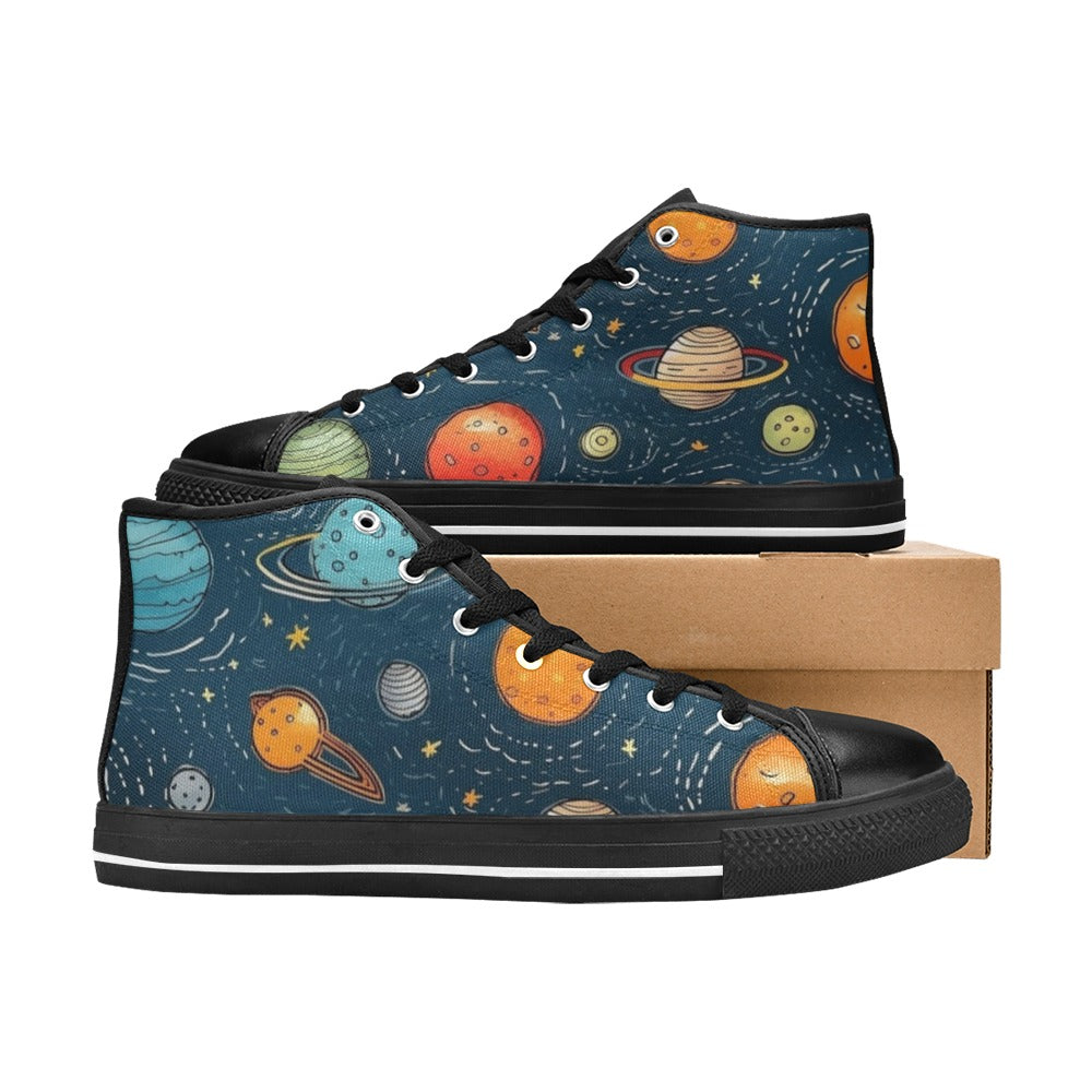 Galaxy - Women's High Top Canvas Shoes