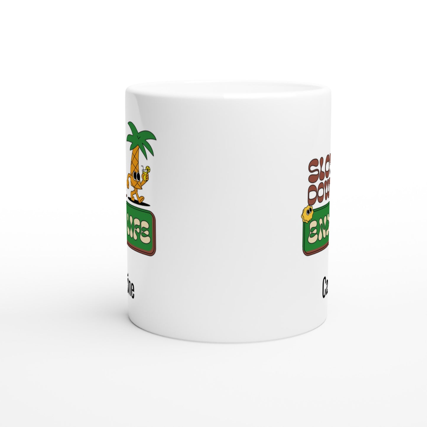 Personalise - Slow Down And Enjoy Life - White 11oz Ceramic Mug Personalised Mug customise Globally Fulfilled personalise Retro