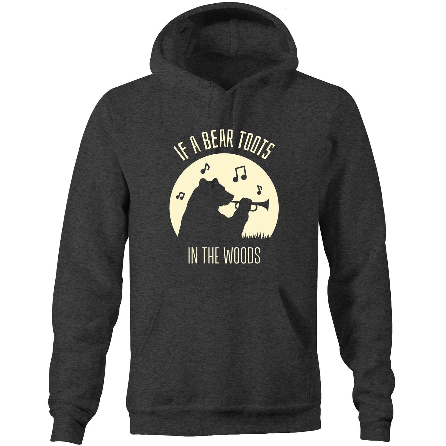 If A Bear Toots In The Woods, Trumpet Player - Pocket Hoodie Sweatshirt Asphalt Marle Hoodie animal Music