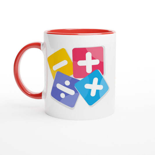 Maths Functions - White 11oz Ceramic Mug with Colour Inside Ceramic Red Colour 11oz Mug Globally Fulfilled Maths