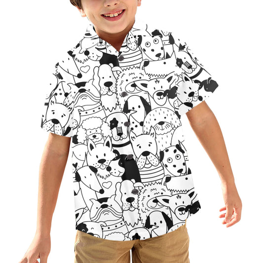 Black And White Dogs - Junior Boys Hawaiian Shirt