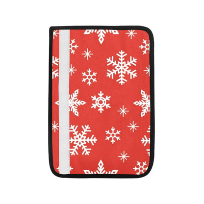 Red Snowflakes, Christmas - Car Seat Belt Cover 7''x10'' (Pack of 2)