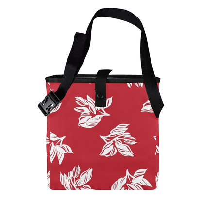 Red Retro Foliage, Hawaiian Flower - Car Trash Bag