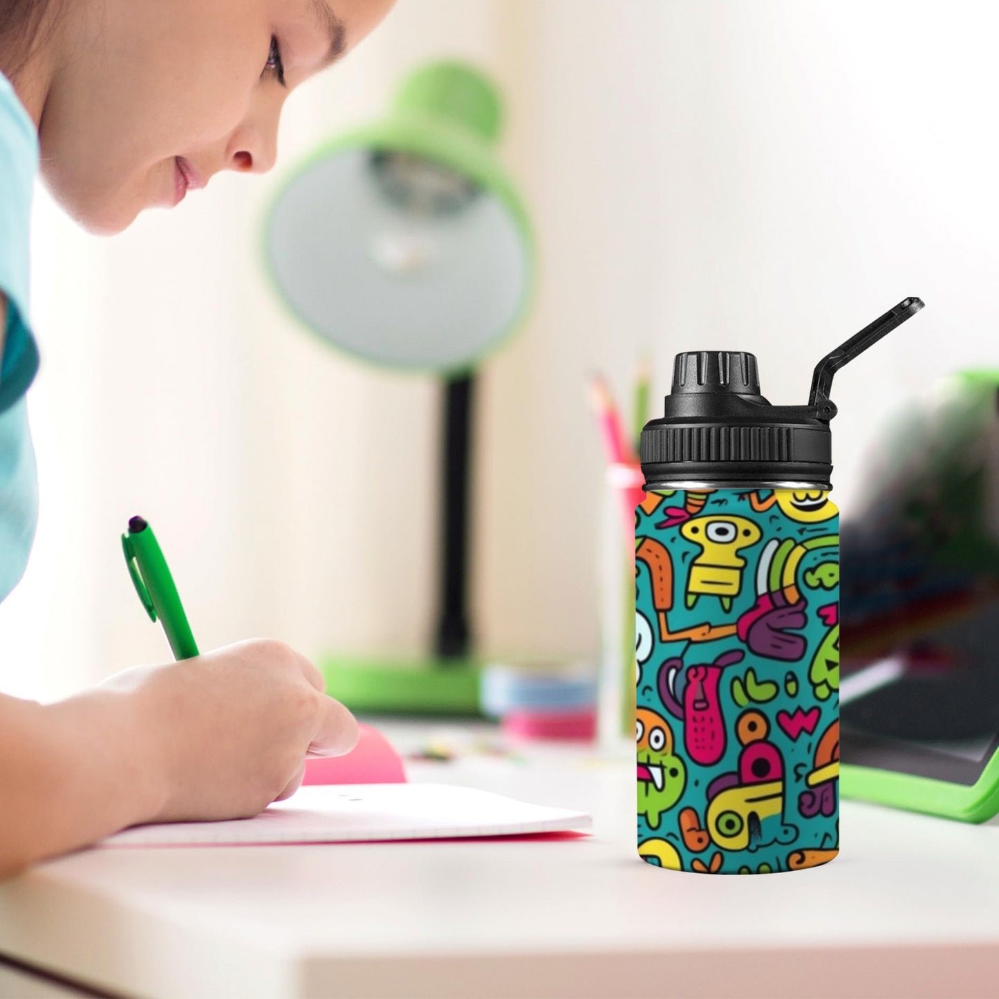 Crazy Characters - Kids Water Bottle with Chug Lid (12 oz)