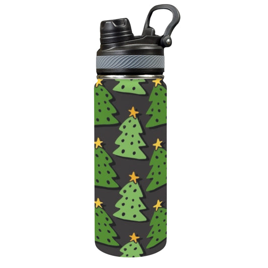 Christmas Trees - Insulated Water Bottle with Dual-Use Lid (18oz)