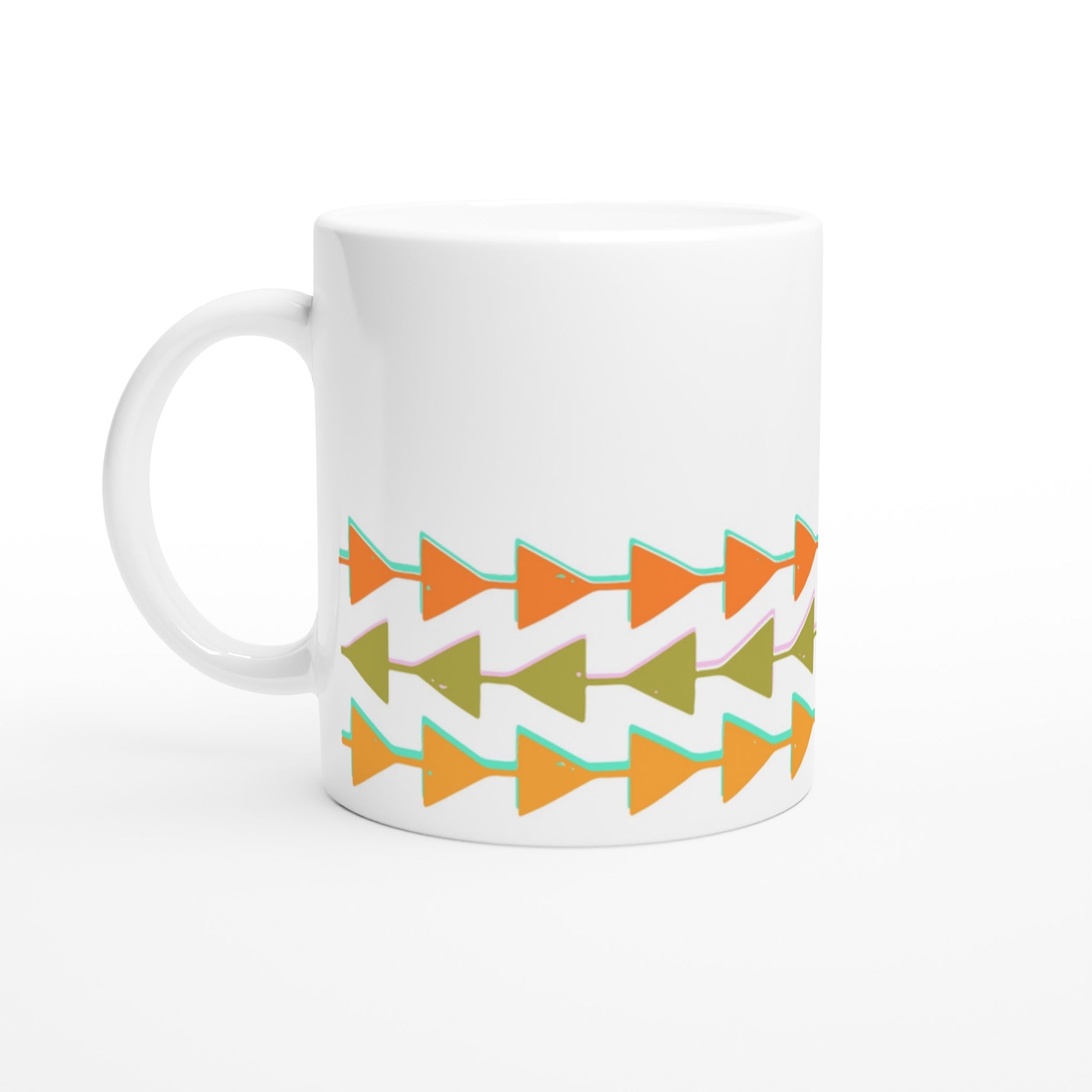 Retro Triangles - White 11oz Ceramic Mug Default Title White 11oz Mug Globally Fulfilled Retro