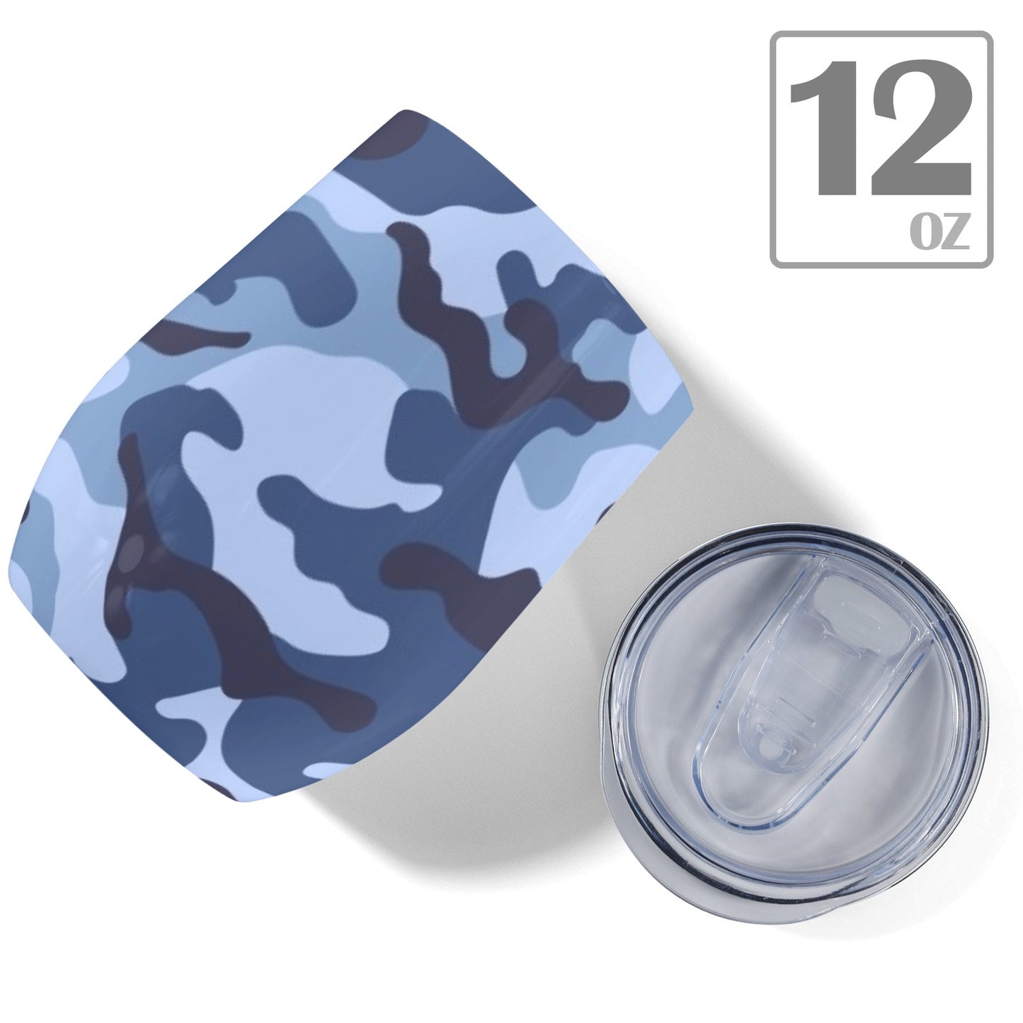 Blue Camouflage - 12oz Wine Tumbler 12oz Wine Tumbler Printed Offshore