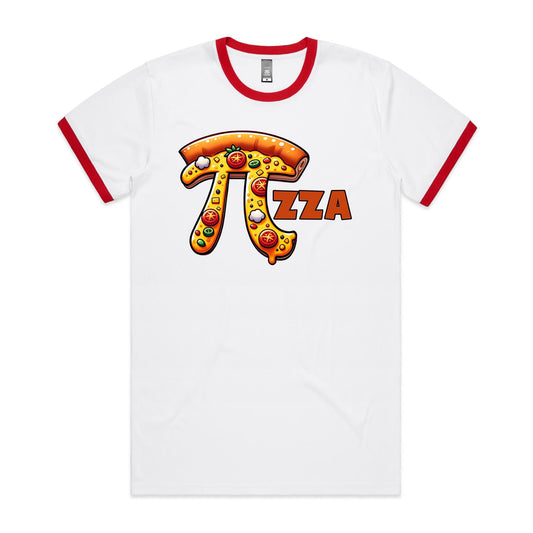 Pi Pizza - Staple Ringer Tee White Red Ringer T-Shirt Food Maths Printed In Australia Science