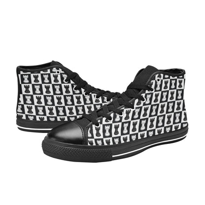 Chess Black And White - Women's High Top Canvas Shoes