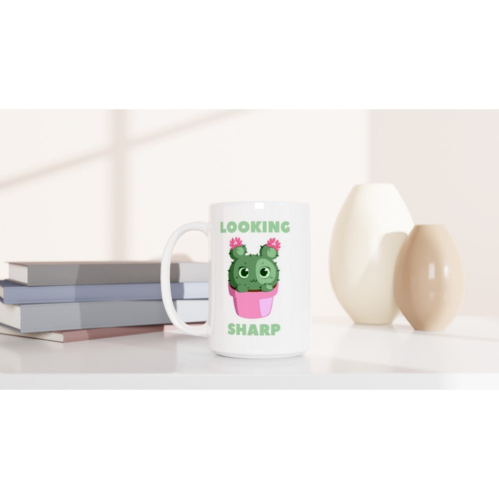 Cactus, Looking Sharp - White 15oz Ceramic Mug 15 oz Mug funny Globally Fulfilled plant