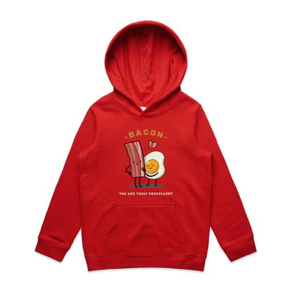 Bacon, You Are Truly Eggcellent - Youth Supply Hood Red Kids Hoodie Food