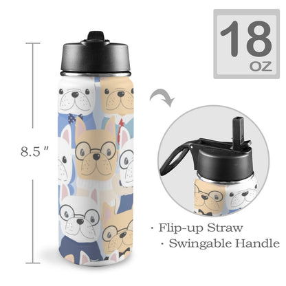 Dog Crowd - Insulated Water Bottle with Straw Lid (18oz) Insulated Water Bottle with Swing Handle Printed Offshore