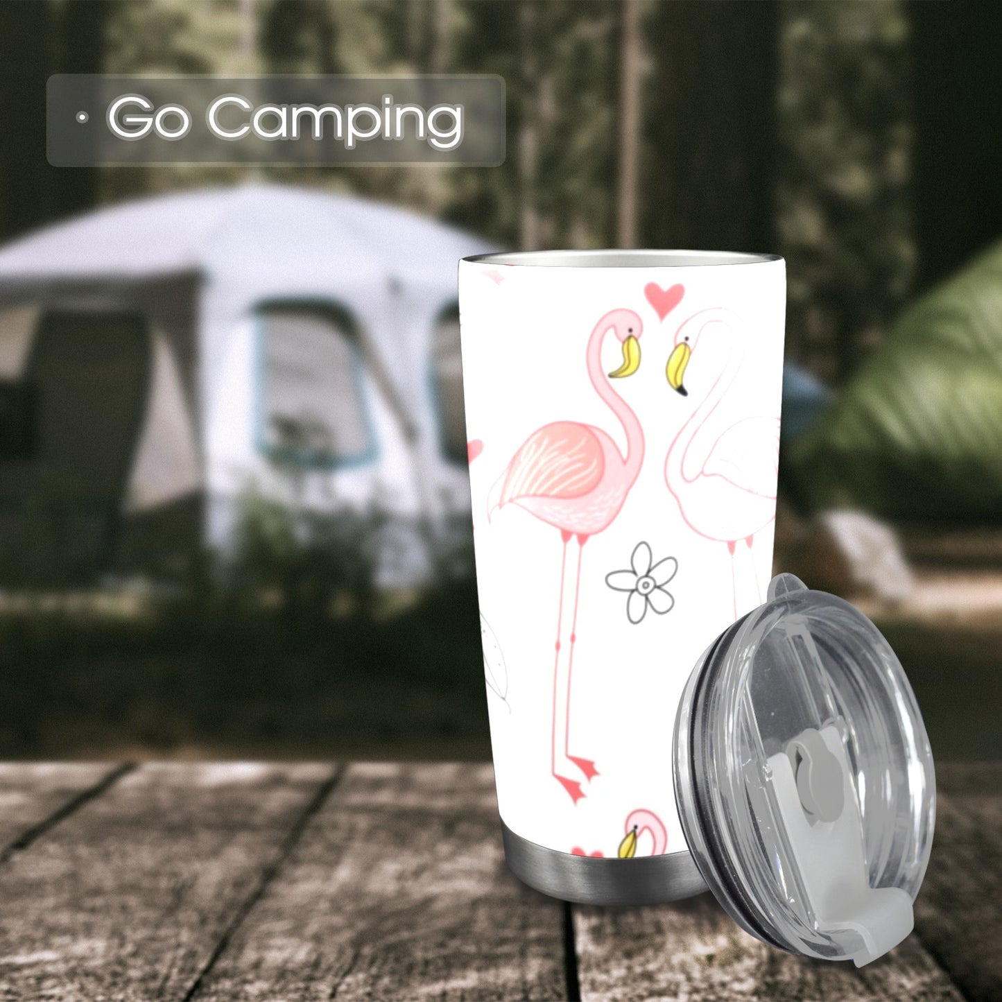 Pink Flamingos - 20oz Travel Mug with Clear Lid 20oz Travel Mug / Tumbler Printed Offshore