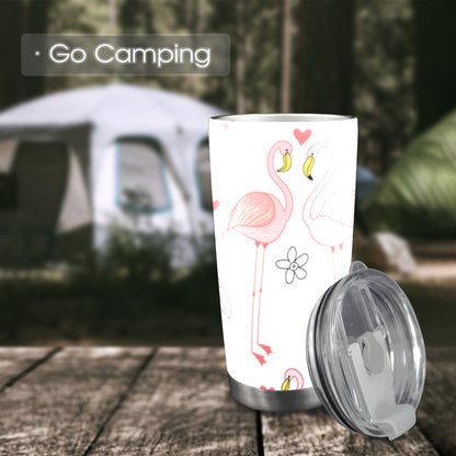 Pink Flamingos - 20oz Travel Mug with Clear Lid