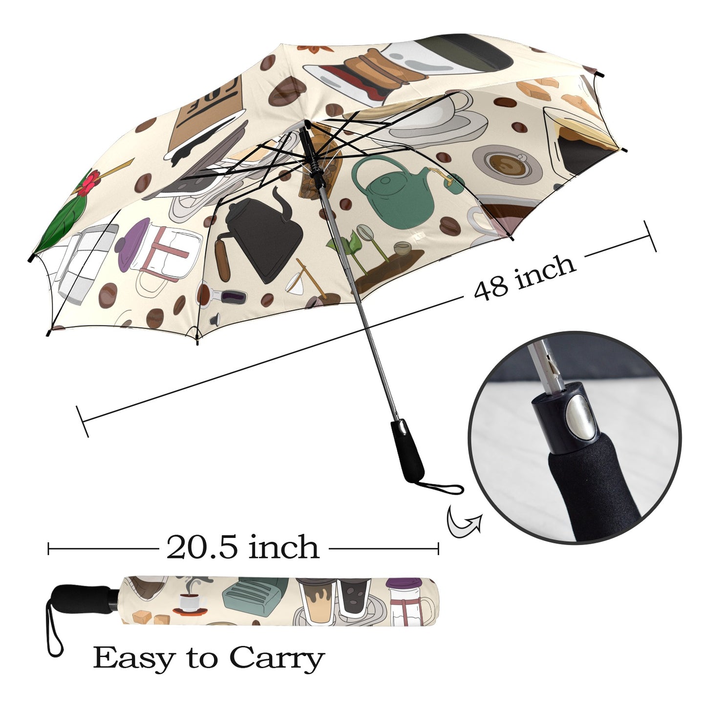 All The Coffee - Semi-Automatic Foldable Umbrella Semi-Automatic Foldable Umbrella