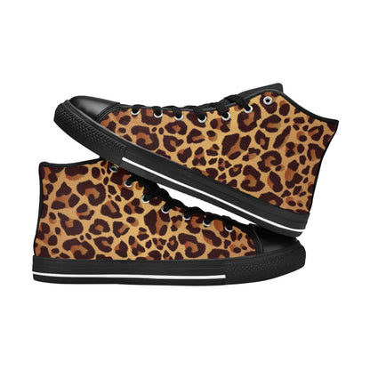 Leopard Print - Women's High Top Canvas Shoes