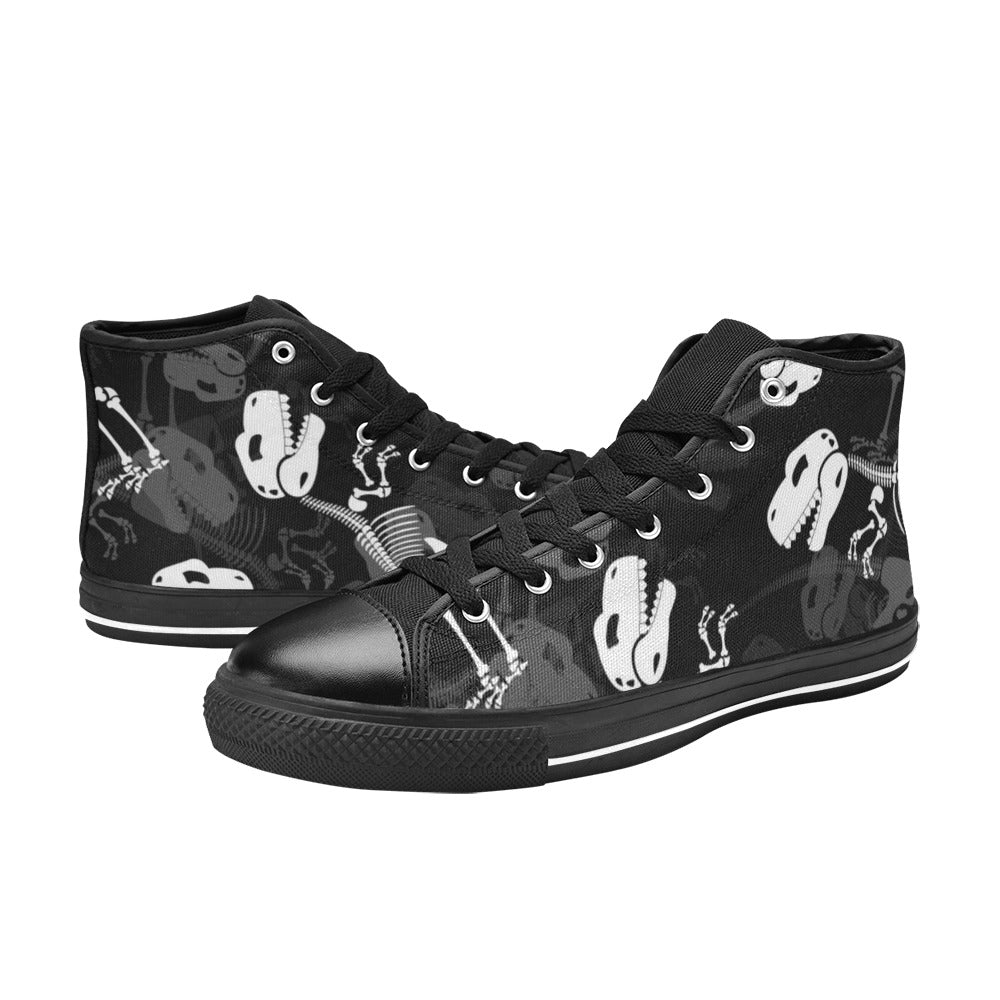 Dinosaur Skeleton - Men's High Top Canvas Shoes