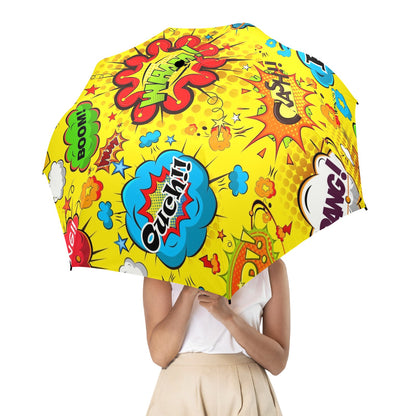 Comic Book Yellow - Semi-Automatic Foldable Umbrella Semi-Automatic Foldable Umbrella