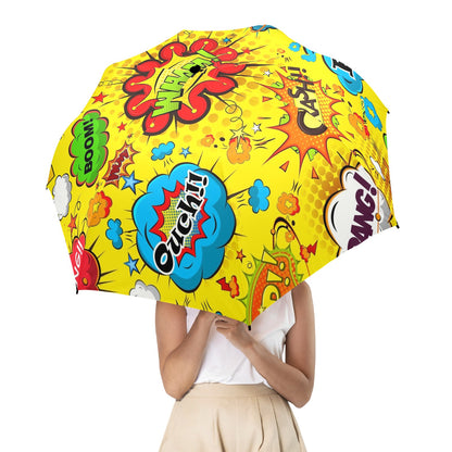 Comic Book Yellow - Semi-Automatic Foldable Umbrella Semi-Automatic Foldable Umbrella Printed Offshore