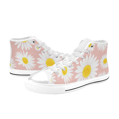 Daisies On Pink - Women's High Top Canvas Shoes