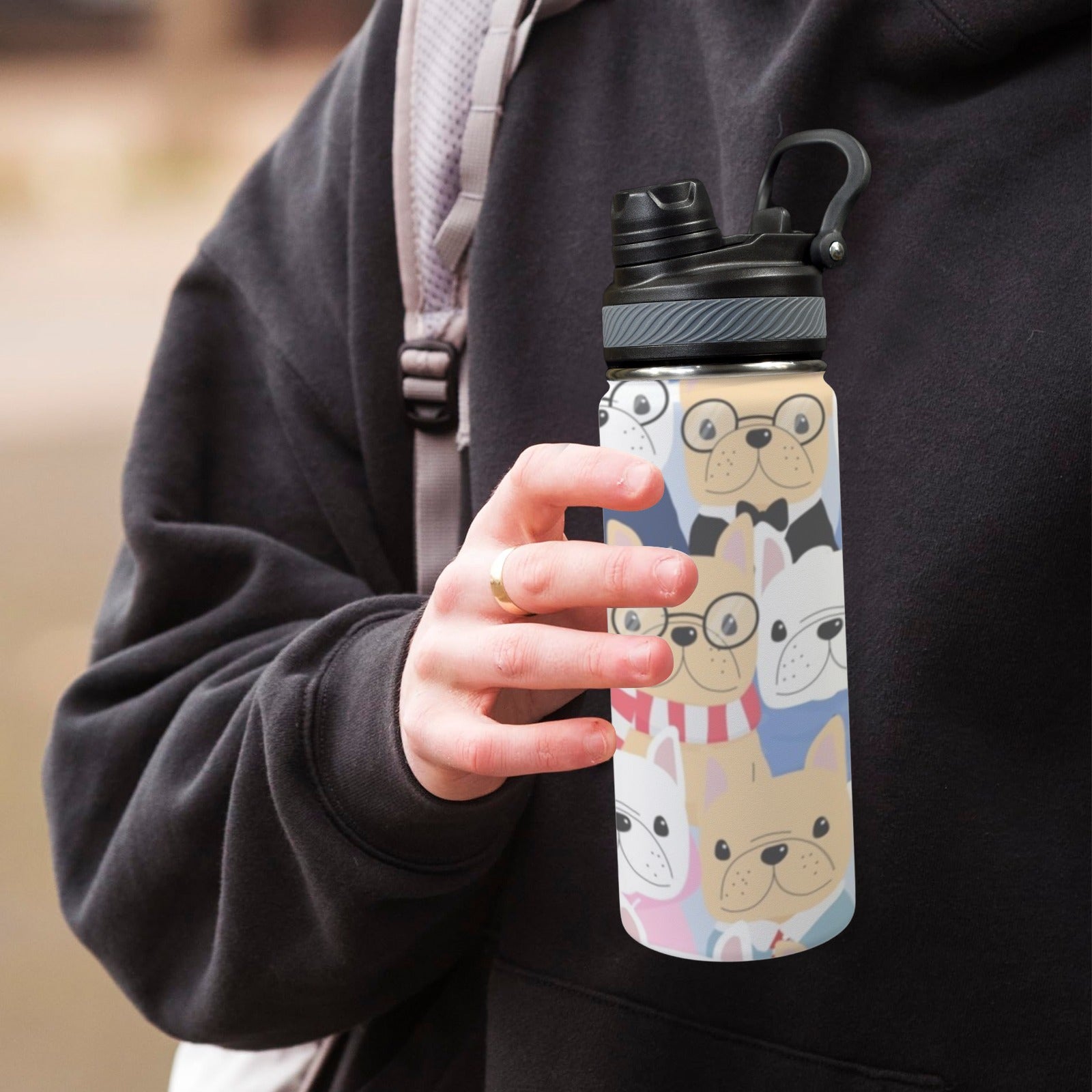 Dog Crowd - Insulated Water Bottle with Dual-Use Lid (18oz) Insulated Water Bottle with Dual-Use Lid (18oz) animal Printed Offshore