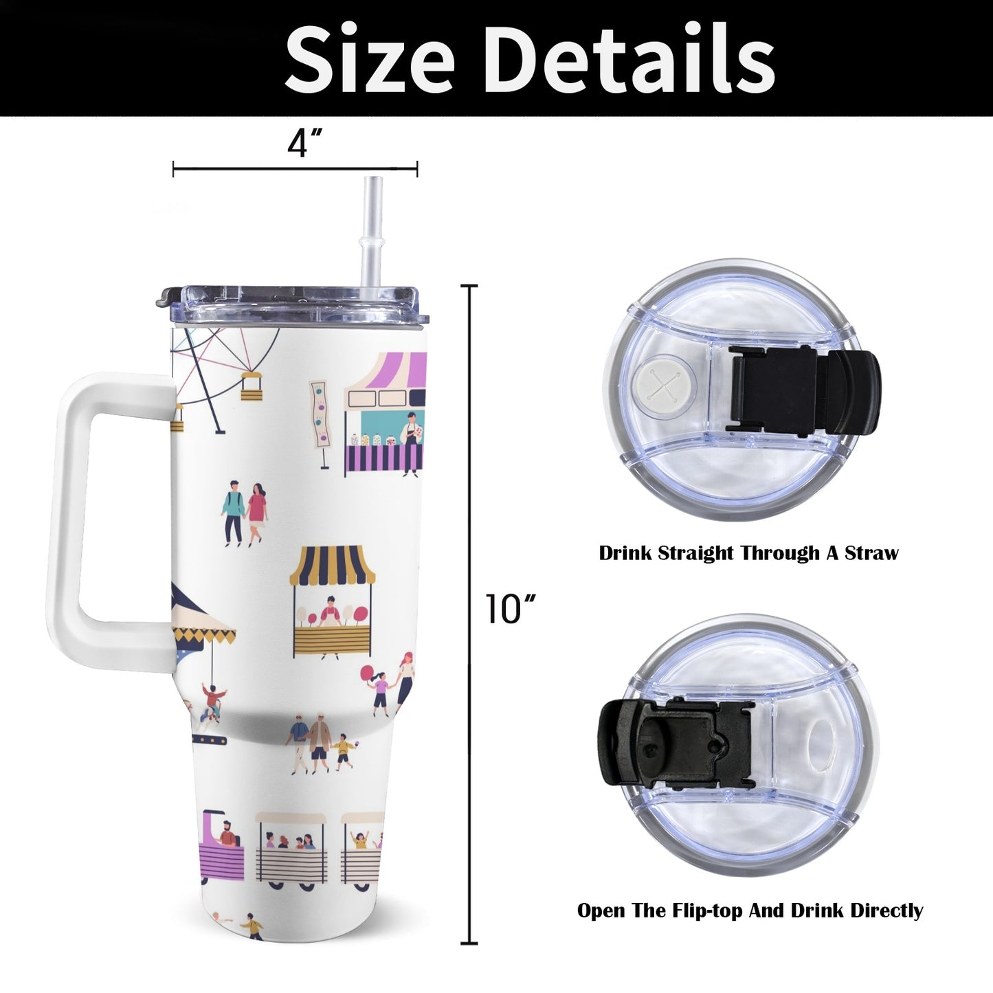 Carnival - 40oz Tumbler with White Handle 40oz Tumbler with White Handle Printed Offshore