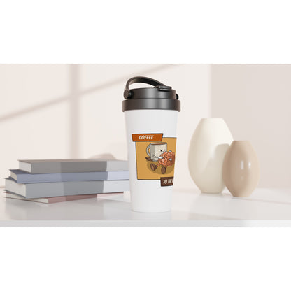 Coffee To The Rescue - White 15oz Stainless Steel Travel Mug Travel Mug Coffee Globally Fulfilled