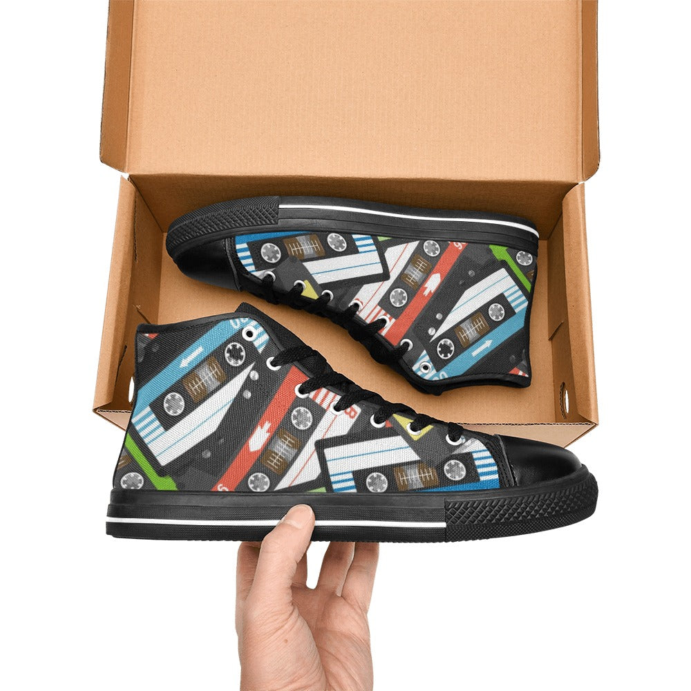 Cassette Tapes - Men's High Top Canvas Shoes