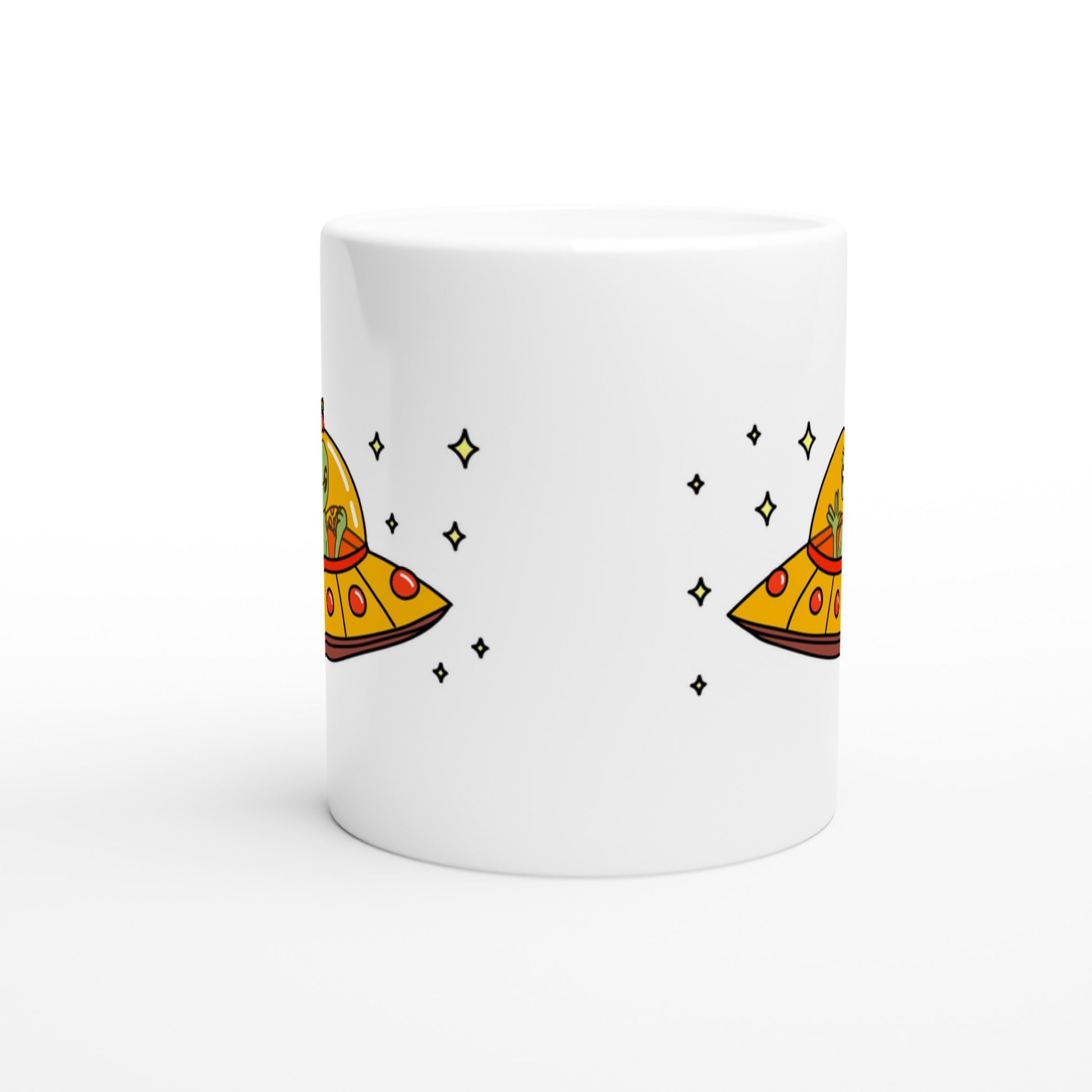 Alien Pizza - White 11oz Ceramic Mug White 11oz Mug Sci Fi