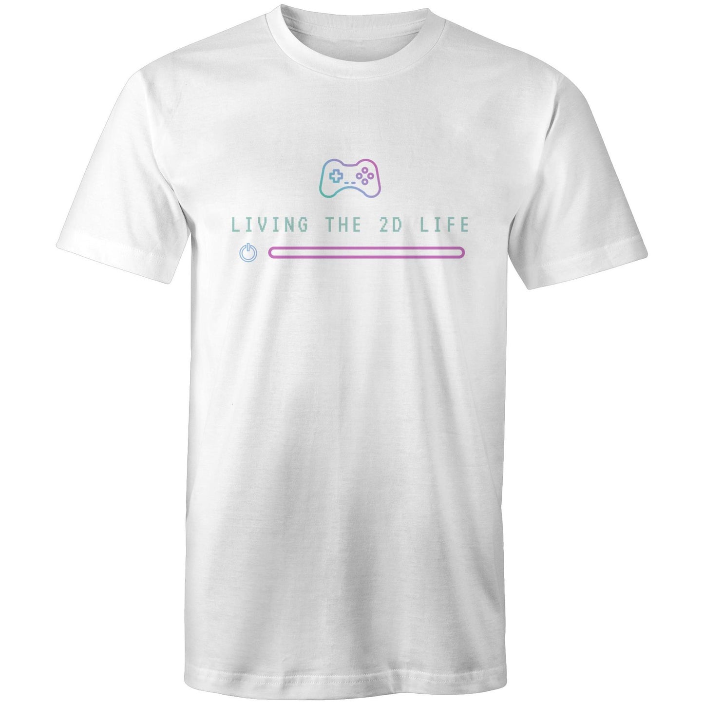 Living The 2D Life, Game Controller - Mens T-Shirt White Mens T-shirt Games Printed In Australia