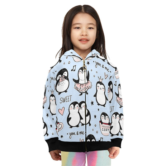 Penguin Love - Junior Girls Zip Up Hoodie