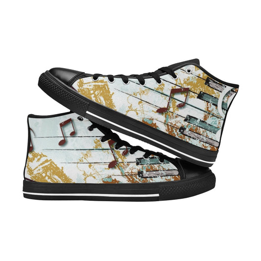 Music Graffiti - Women's High Top Canvas Shoes