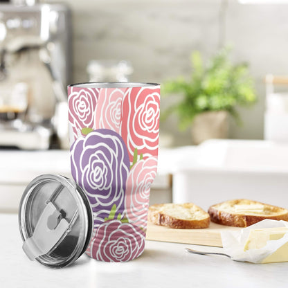 Abstract Roses - 30oz Insulated Stainless Steel Mobile Tumbler