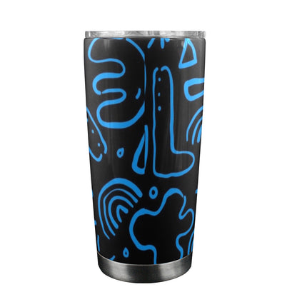 Blue Squiggle - 20oz Travel Mug with Clear Lid 20oz Travel Mug / Tumbler Printed Offshore