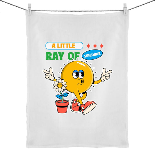 A Little Ray Of Sunshine - 50% Linen 50% Cotton Tea Towel Default Title Tea Towel Retro Summer
