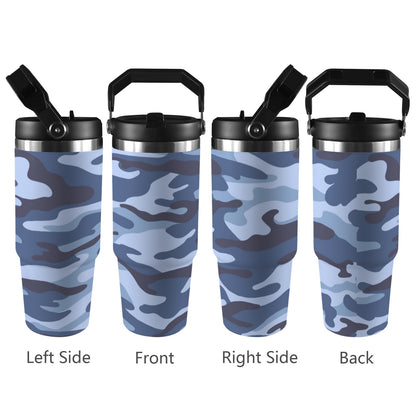 Blue Camouflage - 30oz Tumbler with Top Handle