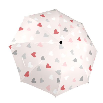 Pretty Hearts - Semi-Automatic Foldable Umbrella Semi-Automatic Foldable Umbrella Love Printed Offshore