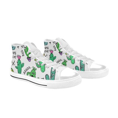 Chatty Cactus - Men's High Top Canvas Shoes