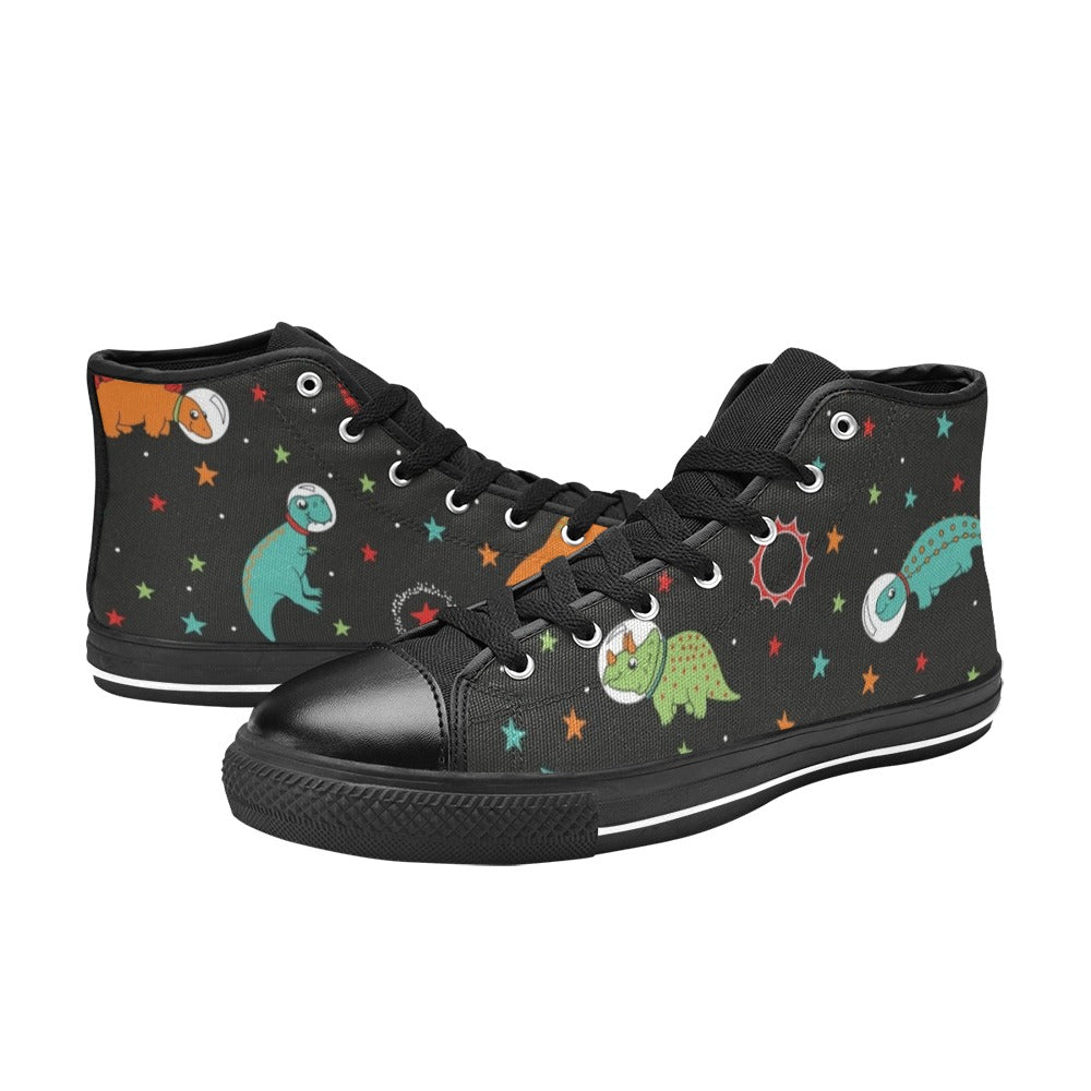 Astronaut Dinosaurs - Kids' High Top Canvas Shoes