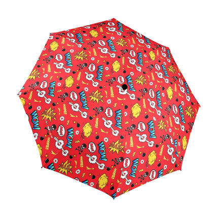 Comic Book Red - Semi-Automatic Foldable Umbrella