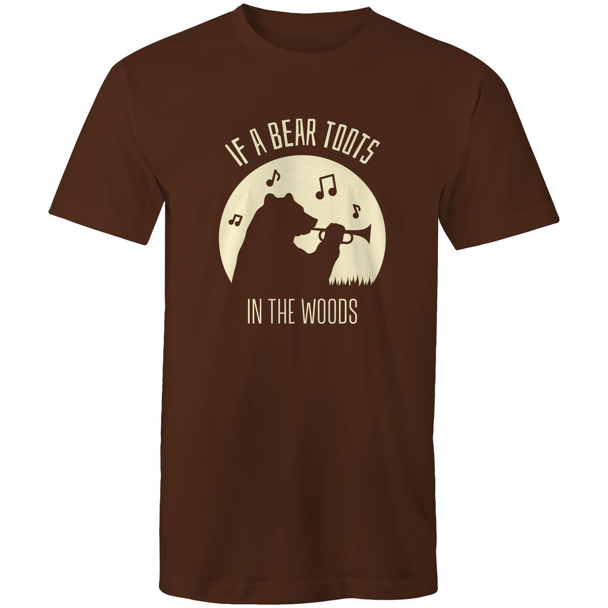 If A Bear Toots In The Woods, Trumpet Player - Mens T-Shirt Dark Chocolate Mens T-shirt animal Music