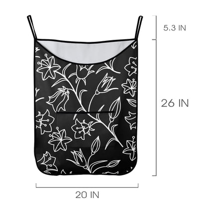 Black And White Floral - Hanging Laundry Bag